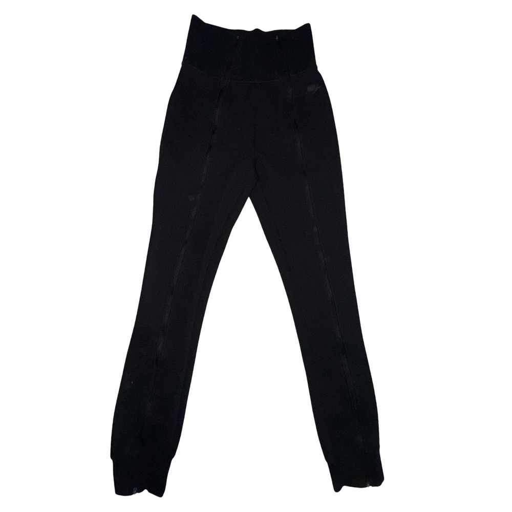 Rare Nike Tech Fleece XS Black High Rise Full Front Zip Joggers AR2847-010